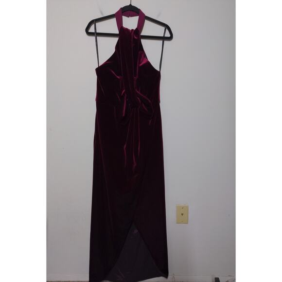 Black Halo Eve Dress Burgundy Halter Sleeveless Bow Velvet USA Gown 12 - Picture 14 of 14